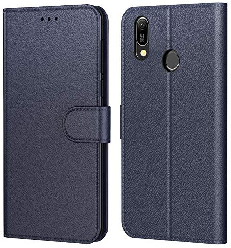 Tenphone Etui Coque Huawei Y6 2019, Coque pour Huawei Y6s, Protection Housse en Cuir PU,[Emplacements Cartes],[Fonction Support],[Languette Magnétique] pour (Huawei Y6 2019 (6,09), Bleu)