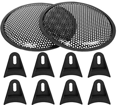 X AUTOHAUX 8'' Car Speaker Subwoofer Metal Black Waffle Grill Cover Guard 2pcs