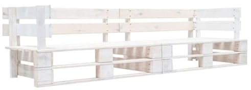 vidaXL Holz Garten Palettensofa 2-Sitzer Lounge Gartensofa Palettenmöbel Gartenmöbel Loungesofa Gartenset Sitzgruppe Sofa In/Outdoor Weiß