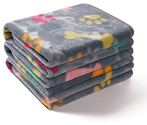 luciphia Hundedecke Katzendecken Waschbar Flauschig, 1 Pack 3 Decken Super Weich Fluffy, Kuscheldecke Fleece Haustier Decken für Hunde Katzen, Kann für Sofas, Autos, Betten, Grau Knochen 76 * 104cm