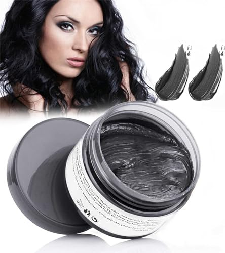 Haarwachs Temporäres Haarfarbe Wachs, Unisex Haarfärbemittel Wachs, Waschbares Pflanzenformel Mattes Natürliches Buntes Haarwachs (120g Schwarz)