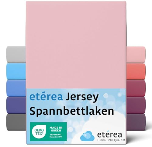 etérea Jersey Spannbettlaken 80x160cm - 80x180cm Zartrosa bis 20 cm Höhe - 100% Baumwolle Spannbetttuch Oekotex - Bed Sheets Leintuch Bettbezug - Kinder Bettlaken 80x160 cm - 80x180 cm - Rosa