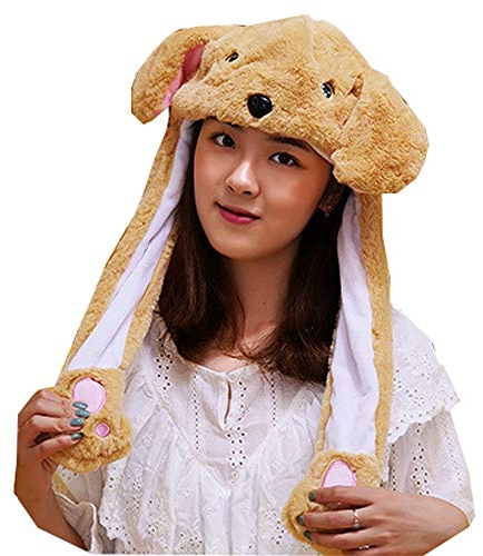 YEKEYI Tierhut mit Ohren, springende Mütze, Pop-Up-Ohren, Plüschmütze, Kopfband für Damen und Mädchen, hund, Einheitsgröße
