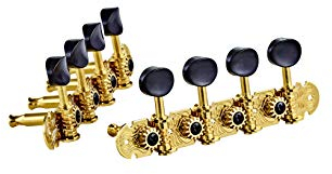 ORTEGA GUITARS Mandolin OTMMADLX-GO Tuning Machine Head Set A-Style Deluxe Black Buttons Gold