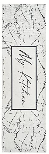 wunderlin Läufer Flur Teppich Küche Collection Waschbarer Modernes Design, Wertvoll Verwenden Für Teppichlaeufer, rutschfest und Küchenläufer Nützlich Küchenteppich Waschbar (Marble, 60x200)