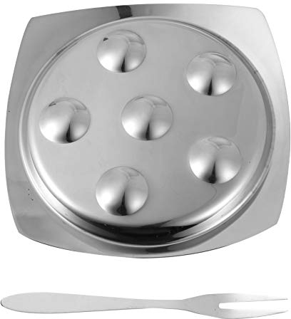 Cabilock 1 Juego Plato De Caracol Bandejas De Comida De Acero Inoxidable Mini Tenedores De Comida Placa De Caracol De Metal Tenedores De Caracol Plato De Comida Tenedor De Postre Parilla
