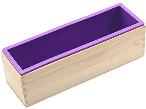 Kit de moules à savon en silicone – Moule rectangulaire en bois de silicone avec grattoir ondulé et droit en acier inoxydable (D0018)