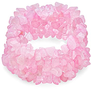 Big Chunky Multi Colors Crystal Purple Brown Tiger Eye Amethyst Pink Quartz Black Onyx Blue Lapis Green Pink Quartz Blue Red Turquoise Gemstone Chips Cluster Statement Wide Bracelet For Women, 7 Inch,
