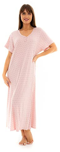 Suzy & Me Ladies Long Plus Size Luxury Soft Touch Jersey Nightshirt (PINK DOT 14-16)