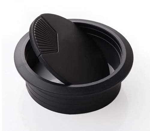 2er Set Kabeldurchführung Schreibtisch 80mm - Farbe [schwarz] - Kabeldurchlass mit Staubdichtung für diverse Büro Schreibtische & Arbeitsplatten | runde Kabeldose aus ABS Kunststoff | Kabelauslass