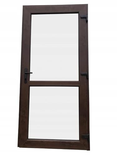 Porta esterna in PVC Otwarte. Negozio, balcone, casa, azienda. Antracite, rovere dorato, noce, bianco (100 x 210 cm, noce)