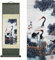 Rollbild aus Seidenmalerei Asiatische Wanddekoration Tier - Weißer Kranich Roter Kronenkranich Chinesische Kunstwandrolle Hängende Bildrolle Orientalisches Dekor Die Seide Scroll-Malerei(92 x 30 cm)