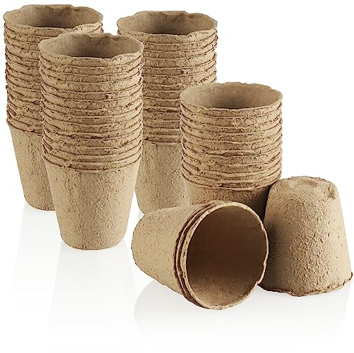 com-four® 60 x Pots de Culture pour Plantes - Pots de Plantes pour la Culture - Pot de Fleurs pour la Culture de Plantes (60 x Rond - Marron)