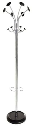 BRASQ Garderobenständer Brüssel CS200 in Silber/Schwarz, praktischer und robuster Kleiderständer aus Stahl für Jacken und Mäntel, 6 stabile Haken, Höhe 174cm
