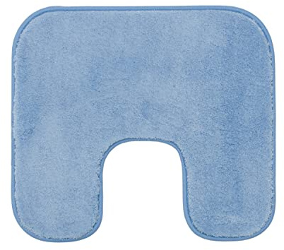 Gözze - Alfombra de baño antideslizante con recorte, RIO, microfibra, Adecuada para el pie del inodoro, 50 x 45 cm - Azul