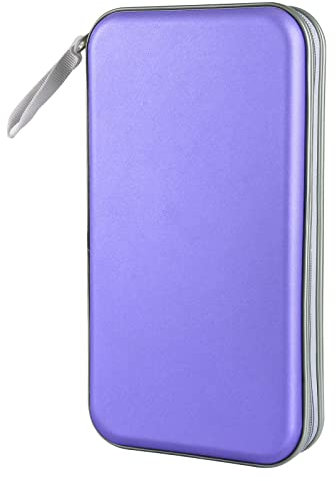 CD Case, Siveit DVD Case Holder 96 Capacity Hard Plastic CD DVD Disc Cases Storage Binder Wallet for Car Home Office Travel (Lavender)