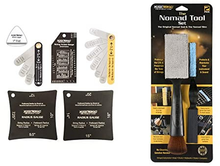 MusicNomad 6 Piece Guitar Setup Gauge Tool Set Plus 24 pg Instructional Booklet and Storage Case & The Nomad Slim