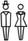 PIctogramme WC Hommes - Femmes relief en plexi. Lot de 2 Plaques de porte Toilettes Origami avec double face au dos. Plexi blanc, noir, miroir or ou argent - Plexi noir -