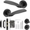 Decoranddecor Solitude Matt Black Door Lever Handles On 54mm Rose Aluminium Curved Design (Bathroom Lock Kit)
