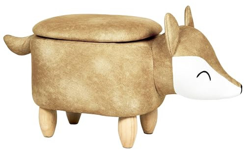 Beliani Hocker mit Stauraum für Kinder Tierform Samt orange Holzbeine Modern Fox