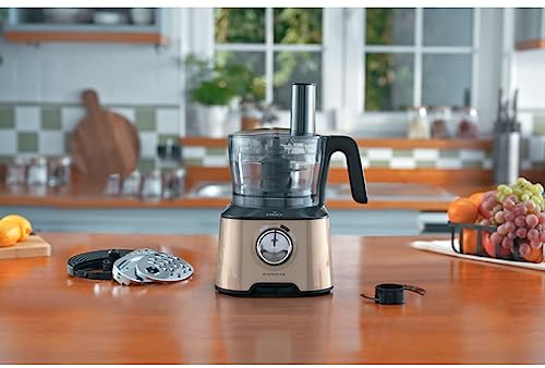 Karaca Mastermaid Power - Set di robot da cucina multifunzione, 10 accessori in 1, potenza 2000 W, 1,5 l, ciotola larga 1,5 kg, piedini antiscivolo, funzione tritaghiaccio, tritatutto, tritatutto,