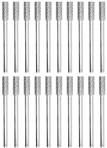 JONMON Burr Grinding Stone File - 20Pcs 3mm Shank Diamond Chainsaw Sharpener Rotary Bit Set Polishing Sharpening Garden Tool for Lawn Mower Chainsaw Parts Garden