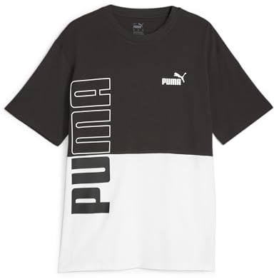 PUMA Herren Puma Power Colorblock Tee T Shirt, Puma Black-puma Weiß, M EU