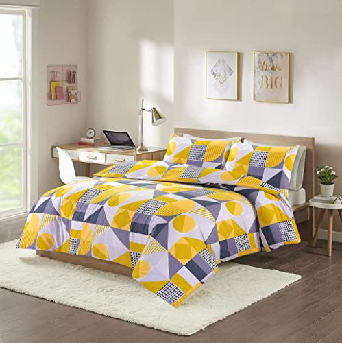 Homespace Direct Modern Geometric Super King Bedding Duvet Cover Set Modern Style Mustard Polycotton