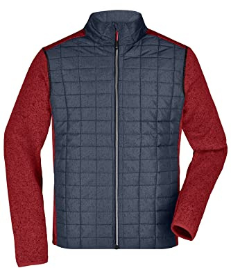 James & Nicholson Herren Melange Strickfleece Hybridjacke - Jacke aus Strickfleece mit Stehkragen in Melange-Optik