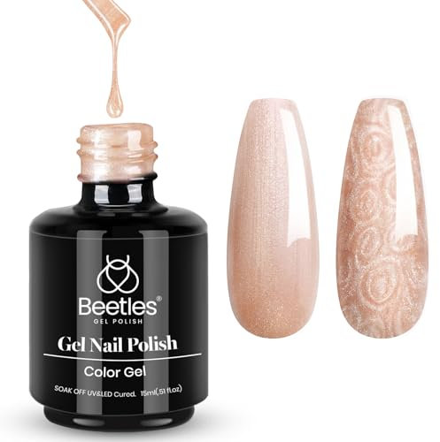 Beetles Starry Gold Fall Autumn Pink Chrome Gel Nail Polish 15ml - Soak Off LED Nail Lamp Polish for Nail Art Manicure - Nude