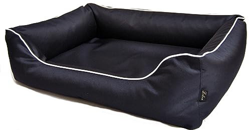 Lebon - Hundebett Paula - 3 Größen - Schwarz - Bordeaux - Türkis - Robust und wasserabweisend - Waschbar - Made IN EU (L, Schwarz)