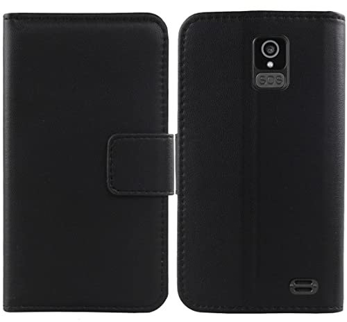 Cheshaoping Vera Pelle Case per BRONDI Amico Smartphone Pocket 4 Genuine Flip Cover Custodia Caso Guscio Protettiva Portafoglio (Nero)