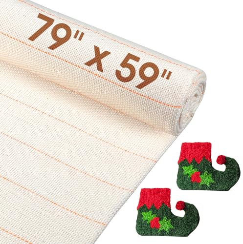 Sukhumvit 200,7 x 149,9 cm großes Tuftingtuch, Primär-Tufting-Tuch mit markierten Linien für Tuftingpistolen, vier Kanten genähte Mönche Tuch für Stanznadel-Tufting-Teppich DIY Handwerk