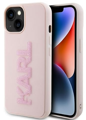 Karl Lagerfeld KLHCP15S3DMBKCP Hülle für iPhone 15 6.1 Rosa hardcase 3D Rubber Glitter Logo