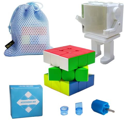 Oostifun MoYu MoFang JiaoShi RS3M V5 M M-a-g-l-e-v Kugelkern UV beschichtete Version 3x3x3 Cubing Classroom 3x3 Cube Puzzle mit einem Würfel Roboter Display Box (Multi Color)