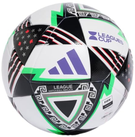 adidas Unisex-Adult Leagues Cup Soccer Ball, White/Black/Purple, 5