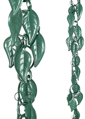 Monarch Rain Chains Kaskadierende Aluminium-Regenkette, 2,6 m, grün, pulverbeschichtetes Aluminium, dekorative Regenfangkette für Dachrinnen, Aluminium-Regenrinnen-Ersatz-Fallrohr