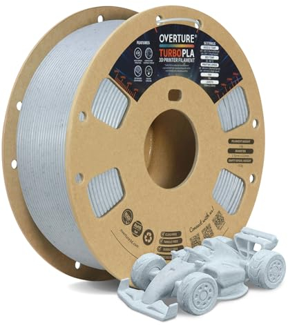 OVERTURE Turbo PLA Hohe Geschwindigkeit Filament 600mm/s Rapid PLA 1.75mm, Super Speedy PLA 3D Drucker Filament, Maßgenauigkeit +/- 0.02mm, 1 kg/Spule (Marble Grau)