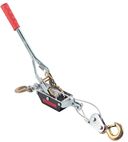 Hand Winch Heavy Duty Manual Winch Wire Rope Puller with Double Hook, Powerful Puller System Wire Rope Hand Power Puller for Basic Engineering Machinery Equipment (2T)