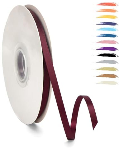 Rotwein 6mm Satinband 95 Meter, Polyesterband, verschönern Sie Ihre Bastelarbeiten und Feiern, ideal für Geschenkverpackungen, Dekorationen, Hochzeitsautoband, Bänder zum Basteln