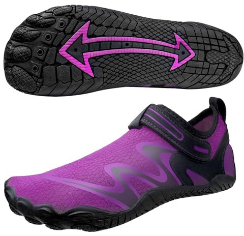 Milaloko Zapatos Acuáticos Masculinos para Mujeres, Zapatos de Surf de Playa Descalzos, Calcetines de Yoga Acuático de Secado Rápido, Morado, 40
