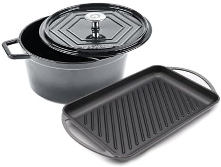 Batterie de cuisine - set de 3 pièces fonte émaillée gris