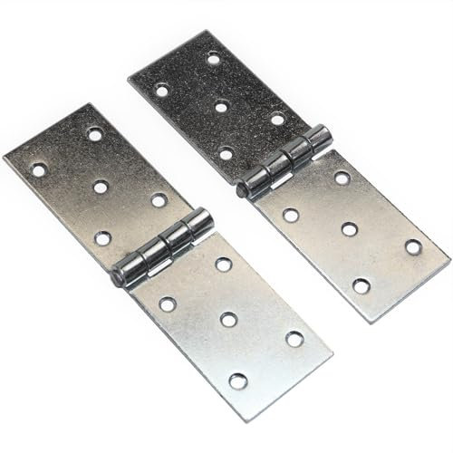 Pack of 2 x 150 mm Backflap Hinge Galvanised, Silver Steel Back Flap Hinges, Weather Resistant, Rust Corrosion Proof, Strap Hinges for Indoor or Outdoor Use On Gates, Sheds, Gazebos, Wardrobes, Chests