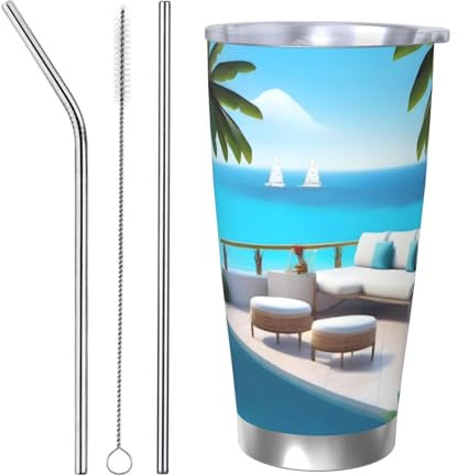 WapNo Love Island On The S Pattern 20 Oz Car Mug Stainless Steel Insulated Mug Coffee Mug Travel Mug for Office Car Use