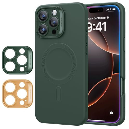 ESR Custodia con MagSafe per iPhone 16 Pro, Supporta la ricarica magnetica, Custodia in silicone liscio e sottile, Protezione dello schermo e della fotocamera, Antigraffio, Serie Cloud, Verde