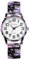 JewelryWe Damenuhr Boho Elastische Uhr: Bohemian-Stil Violett Blumen Floral Druck Analog Quarz Armbanduhr Damen Edelstahl Stretch-Armband Lässige Uhr mit Bedruckt Zugarmband und großen Zahlen