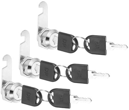 PATIKIL Serratura per Cassetti con Chiavi, 3pz 5/8(16mm) Camma Cilindro Serratura Sicurezza Lega Zinco Chiave Uguale per Porta Armadio Casa Cassetta Postale Ufficio, Argento