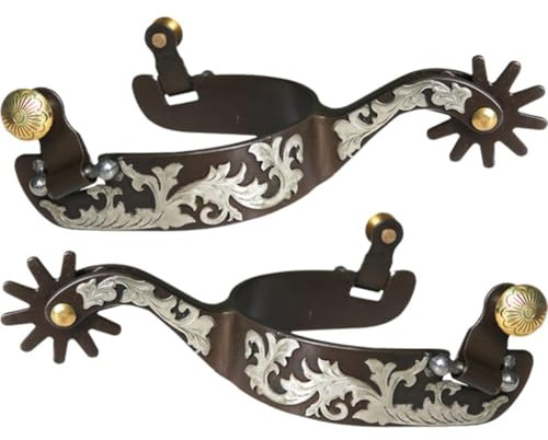 Vobumix Pferdesporen Aus Stahl Kupfersporen, Rostfrei, Pferderennausrüstung, Reitsporen, West Cowboy Horse Boot Sporen
