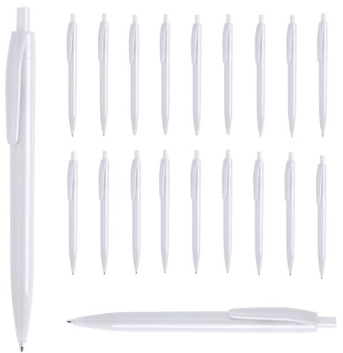 noTrash2003 100 Kugelschreiber Druckkugelschreiber Kulis Ballpen Schreibegräte blauschreibend als farbreines 100 gleiche Farben (Weiss)