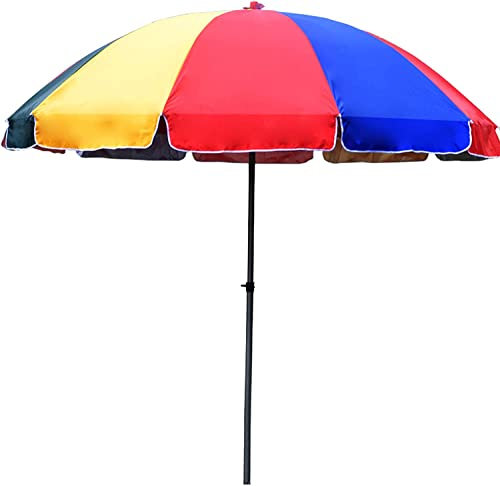 Parasol de plage, parasol d'extérieur extra large, parasol d'été double couche en tissu épais for jardin, plage, patio, abri solaire 2,4 m, 2,6 m, 2,8 m, 3 m (couleur : rouge, taille : 2,8 m)(Rainbow,